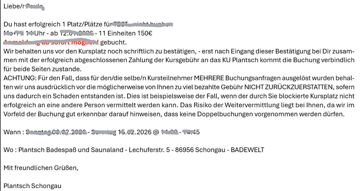 Beispiel-Buchungsbestätigung