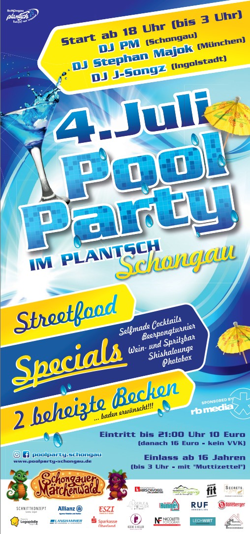 4.Juli: Poolparty "die Fünfzehnte: 18-3 Uhr!"- made by FA Schongau
